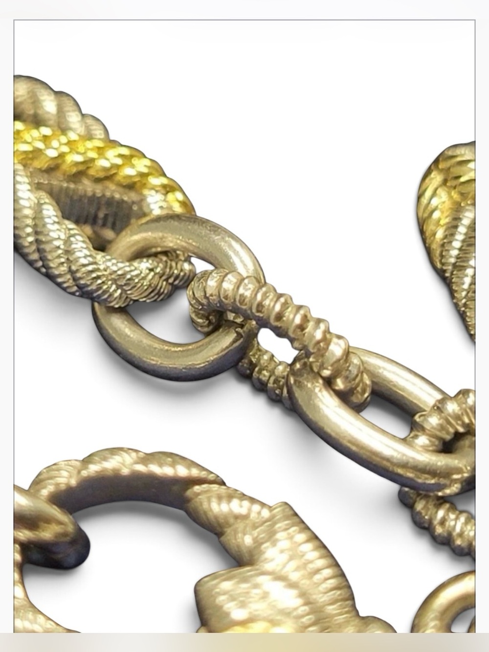 Judith Ripka Sterling Silver with gold accents Fleur-de-Lis Link Necklace 18” - Picture 4 of 10